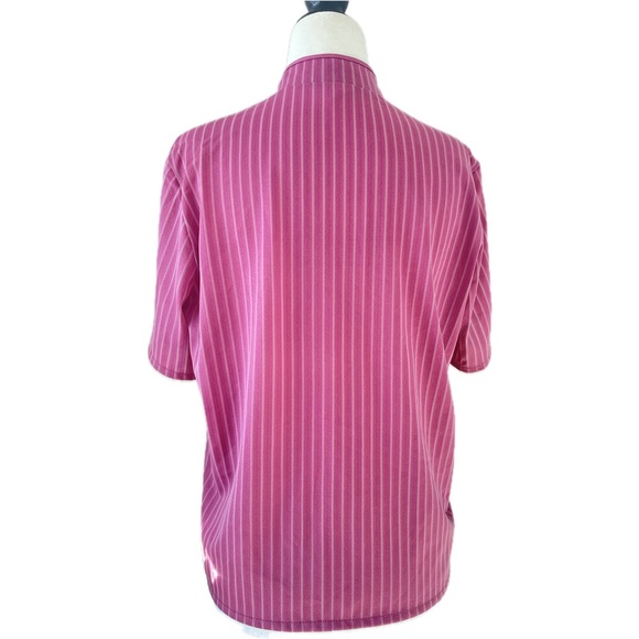 Vintage St Michael (Marks & Spencer) 80s Pink Striped Blouse; Sz UK 14, US Sm - Picture 4 of 7